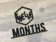 Load image into Gallery viewer, Laser cut Baby Milestone Photo Props/ Baby's First Year Numbers/ Hexagon Baby Photo Props/ Modern Baby Photo Props/Wood Milestone Numbers