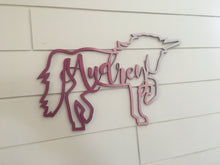 Load image into Gallery viewer, Custom Unicorn Name Wall Hanging/ Magical Unicorn Word Art/ Laser Cut Unicorn