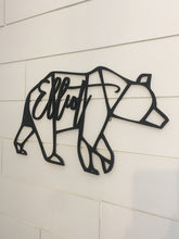 Load image into Gallery viewer, Custom Laser Cut Geometric Bear with Name/Wood Bear/Modern Bear