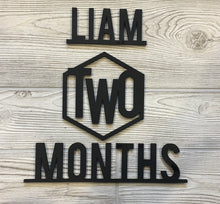 Load image into Gallery viewer, Laser cut Baby Milestone Photo Props/ Baby's First Year Numbers/ Hexagon Baby Photo Props/ Modern Baby Photo Props/Wood Milestone Numbers