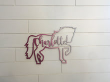 Load image into Gallery viewer, Custom Laser Cut Horse with Name/ Equestrian Name Sign/Wood Horse with Name
