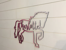 Load image into Gallery viewer, Custom Laser Cut Horse with Name/ Equestrian Name Sign/Wood Horse with Name