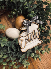 Load image into Gallery viewer, Farm house Easter name tag/ custom ship lap bunny