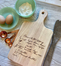 Load image into Gallery viewer, Engraved Handwriting Cutting Board/Custom Writing Engraving/Mother's Day Writing Gift/Recipe Engraving
