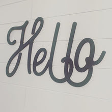 Load image into Gallery viewer, Hello Farmhouse Laser Cut Word/ Wood Word Cut Out/ Vintage Hello
