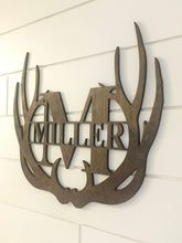 Load image into Gallery viewer, Laser Cut Antler Monogram with Name| Custom Monogram| Wood Antler Name
