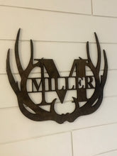 Load image into Gallery viewer, Laser Cut Antler Monogram with Name| Custom Monogram| Wood Antler Name
