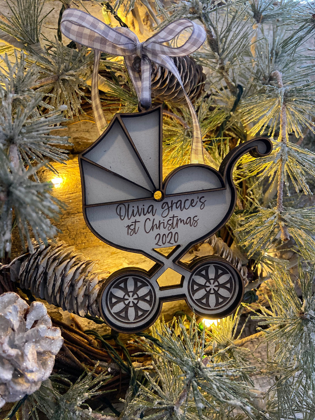 Baby's First Christmas Ornament/Vintage Carriage Ornament/Baby Shower Gift/First Christmas Gift