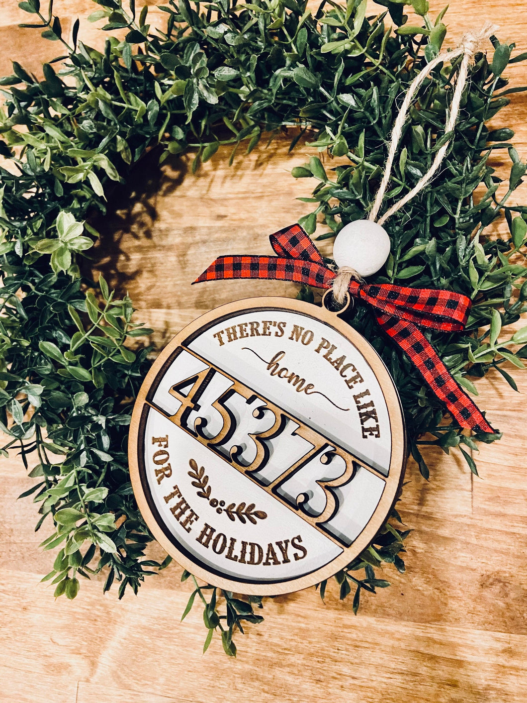 Farmhouse Christmas ornament/ local zip code ornament/