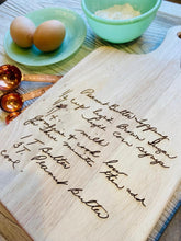 Load image into Gallery viewer, Engraved Handwriting Cutting Board/Custom Writing Engraving/Mother&#39;s Day Writing Gift/Recipe Engraving
